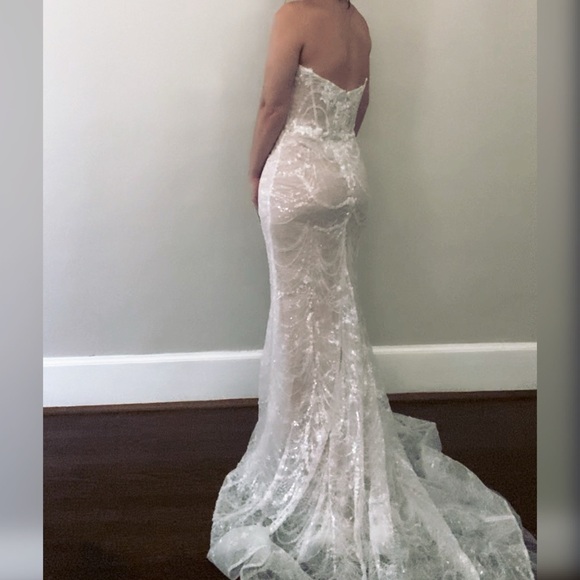 Beaded long sleeve sparkly wedding dress, reception or elopement gown - Picture 1 of 10